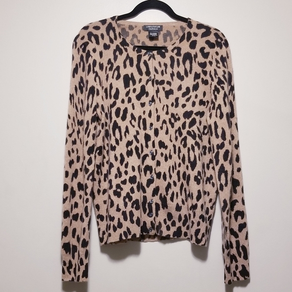 Lord & Taylor 100% Cashmere Cheetah Print Sweater